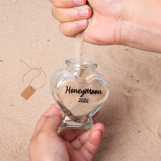 Alt view image 5 of 7 - Honeymoon Sand Keepsake Jar 2026Bridal Shower, Wedding, Engagement, Honeymoon, Travel for Couples, Newlywed, Fiance(Gift Box Includes) - 40ml Heart Shape Glass