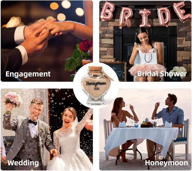 Alt view image 6 of 7 - Honeymoon Sand Keepsake Jar 2026Bridal Shower, Wedding, Engagement, Honeymoon, Travel for Couples, Newlywed, Fiance(Gift Box Includes) - 40ml Heart Shape Glass
