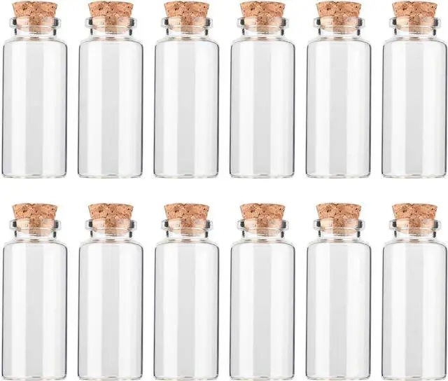 Main image of 12PCS Mini Glass Bottle with Wood Cork Stoppers,30ml DIY Decoration Glass Jars for Halloween Decorations,Wedding Party Favors