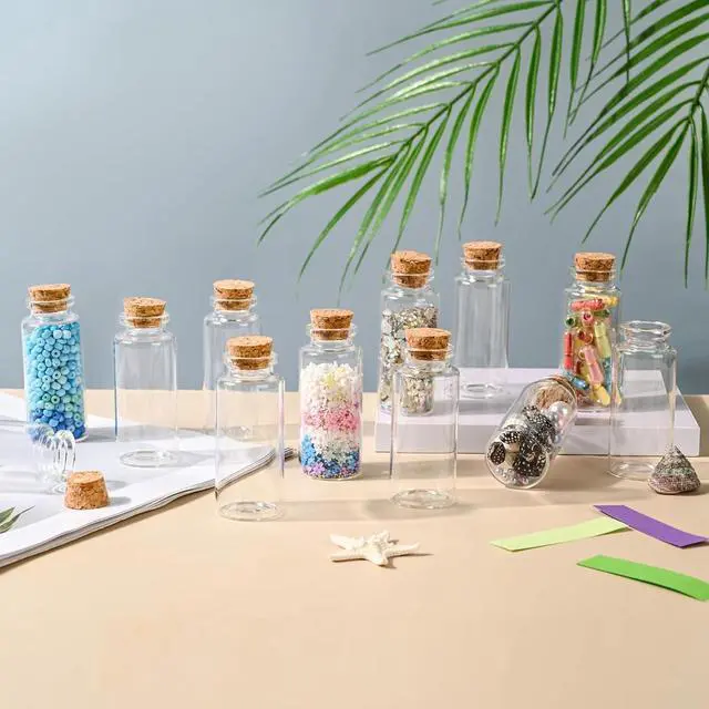 Alt view image 3 of 7 - 12PCS Mini Glass Bottle with Wood Cork Stoppers,30ml DIY Decoration Glass Jars for Halloween Decorations,Wedding Party Favors