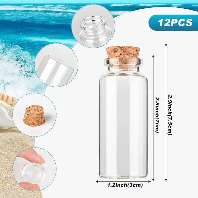 Alt view image 2 of 7 - 12PCS Mini Glass Bottle with Wood Cork Stoppers,30ml DIY Decoration Glass Jars for Halloween Decorations,Wedding Party Favors