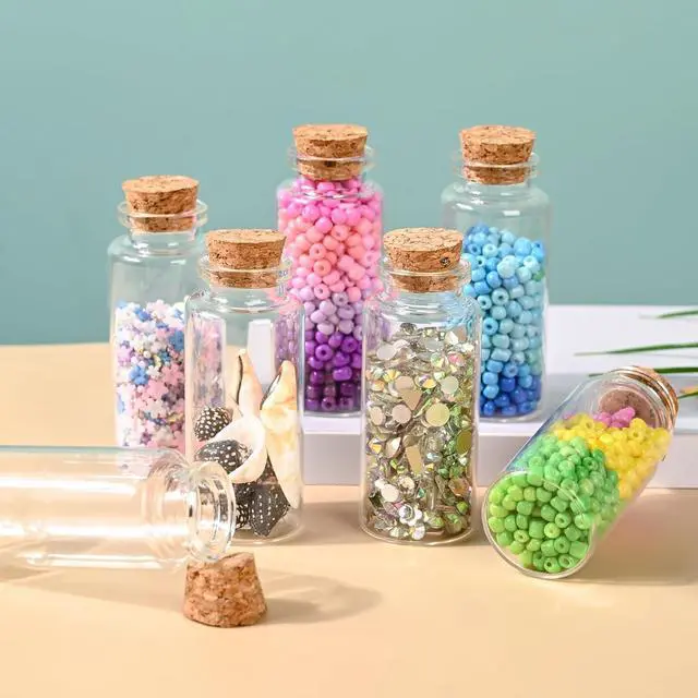 Alt view image 5 of 7 - 12PCS Mini Glass Bottle with Wood Cork Stoppers,30ml DIY Decoration Glass Jars for Halloween Decorations,Wedding Party Favors