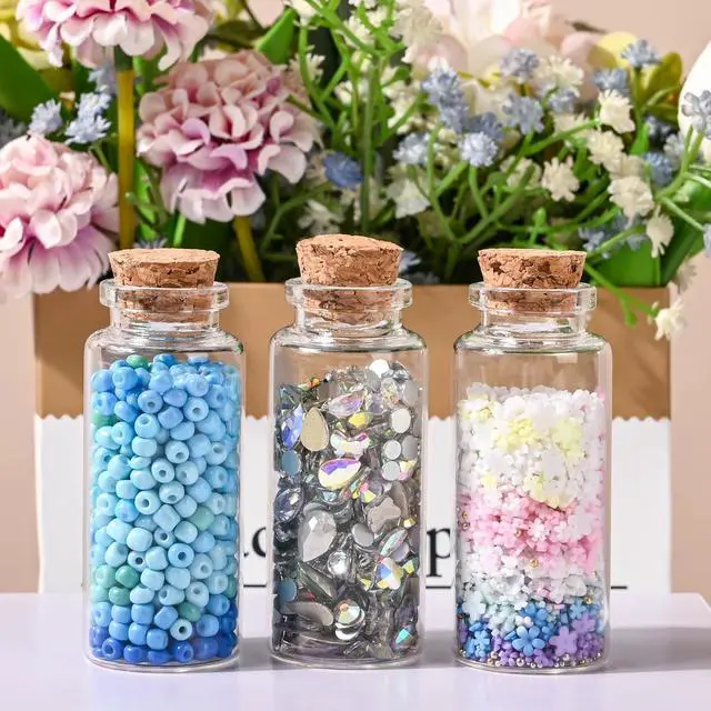 Alt view image 7 of 7 - 12PCS Mini Glass Bottle with Wood Cork Stoppers,30ml DIY Decoration Glass Jars for Halloween Decorations,Wedding Party Favors