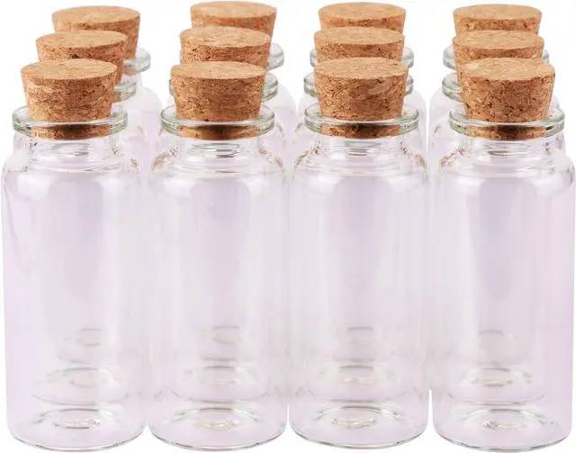 Main image of MaxMau 30ml Cork Stoppers Glass Bottles, Small Jars for Candy Wishing Bottle Wedding Favors (12 Sets)