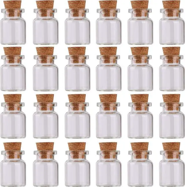 Main image of MaxMau 24pcs Mini Glass Bottles with Cork Stoppers 5ml DIY Art Crafts Storage Container,Tiny Glass Vials Cork for Wedding Decoration,Small Glass Corks Jars Party Favor