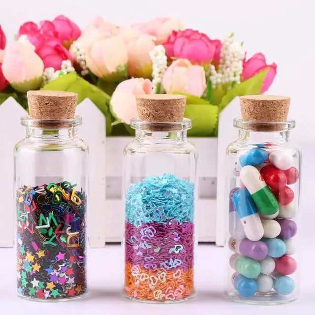Alt view image 6 of 6 - MaxMau 30ml Cork Stoppers Glass Bottles, Small Jars for Candy Wishing Bottle Wedding Favors (12 Sets)