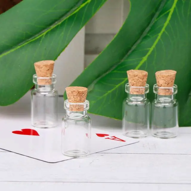 Alt view image 7 of 7 - MaxMau 100pcs 1ml Small Mini Glass Bottles Jars with Cork Stoppers Tiny Vials for DIY Art Crafts Wedding Favors