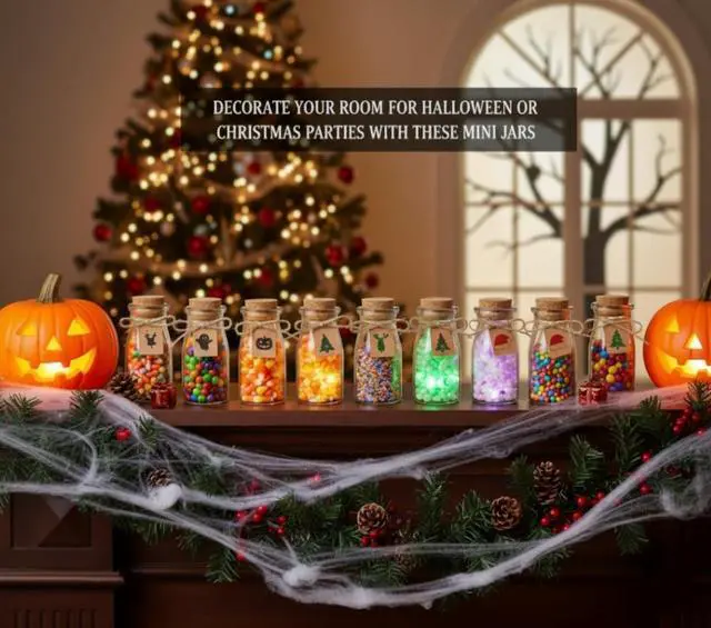 Alt view image 2 of 7 - Otis Classic Small Glass Jars with Lids Set of 12 Mini Glass Bottles with Corks for Halloween Decorations Fall Décor Wedding & Party Favors, Halloween DIY Crafts, Potions, Spices & Candy, 3.4 oz