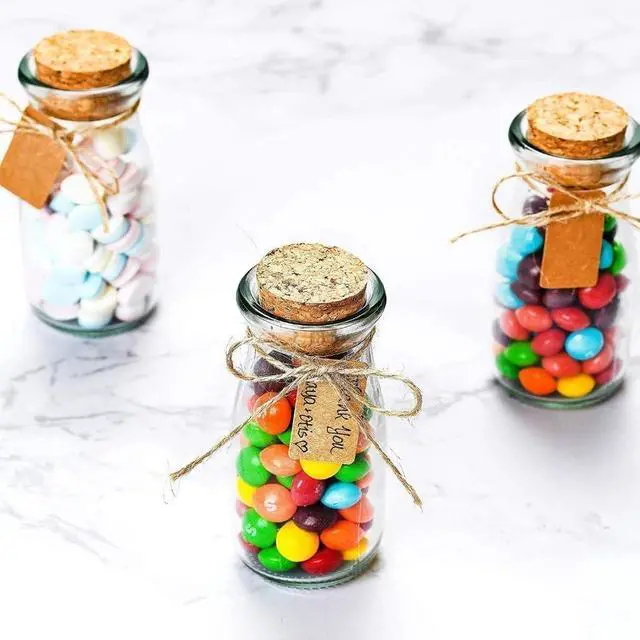 Alt view image 5 of 7 - Otis Classic Small Glass Jars with Lids Set of 12 Mini Glass Bottles with Corks for Halloween Decorations Fall Décor Wedding & Party Favors, Halloween DIY Crafts, Potions, Spices & Candy, 3.4 oz
