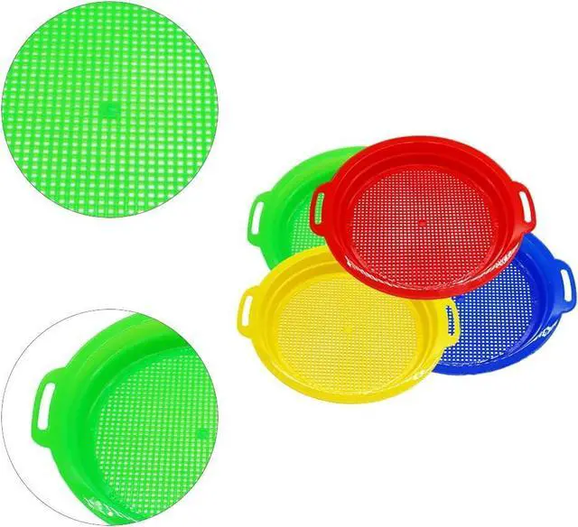 Alt view image 3 of 7 - OJYUDD 4 Pack Sand Sifter Sieves for Adults, Plastic Sand Sifting Pans for Beachcombing, Gardening, Gold Panning & Outdoor Exploration (Red, Blue, Yellow, Green)