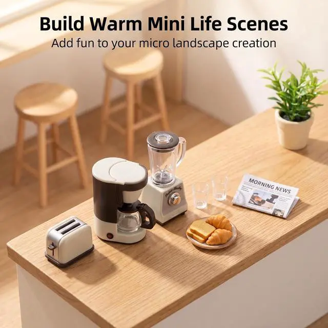 Alt view image 4 of 6 - 1/12 Dollhouse Kitchen Set 2 Pcs Miniature Coffer Maker & Juicer, White
