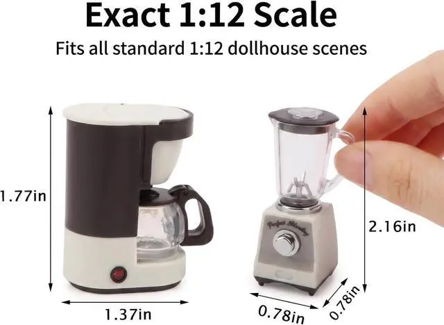 Alt view image 6 of 6 - 1/12 Dollhouse Kitchen Set 2 Pcs Miniature Coffer Maker & Juicer, White