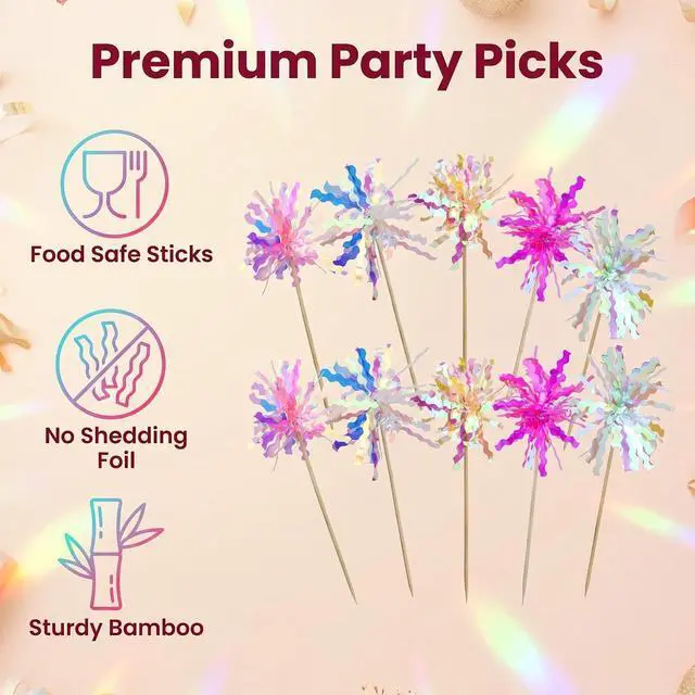 Alt view image 3 of 7 - 10 Pcs Happy Birthday Toppers, Sparkle Foil Cupcake Picks for Party