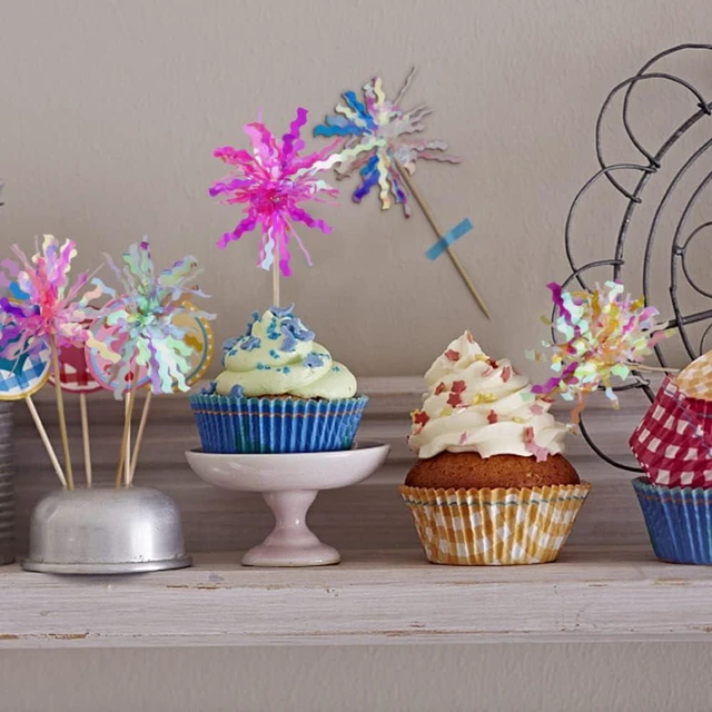 Alt view image 5 of 7 - 10 Pcs Happy Birthday Toppers, Sparkle Foil Cupcake Picks for Party