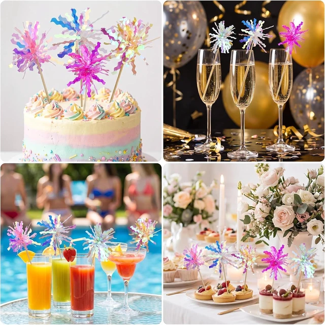 Alt view image 7 of 7 - 10 Pcs Happy Birthday Toppers, Sparkle Foil Cupcake Picks for Party