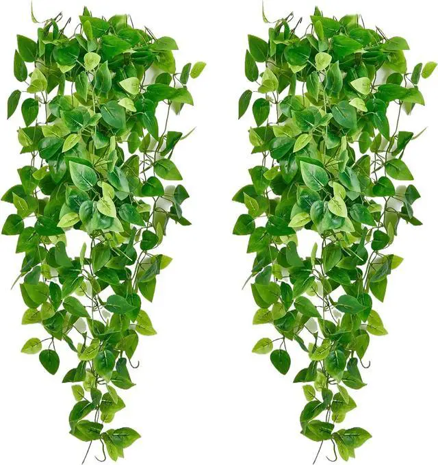 Main image of Fake Hanging Plants Vines(2pcs)for Room Decor, Artificial Ivy Greenery Garlands for Home Bedroom Living Aesthetic Kitchen Office Wall Patio Bookshelf,Indoor,Outdoor Farmhouse Decorations(No flowerpot)
