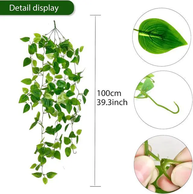 Alt view image 2 of 7 - Fake Hanging Plants Vines(2pcs)for Room Decor, Artificial Ivy Greenery Garlands for Home Bedroom Living Aesthetic Kitchen Office Wall Patio Bookshelf,Indoor,Outdoor Farmhouse Decorations(No flowerpot)