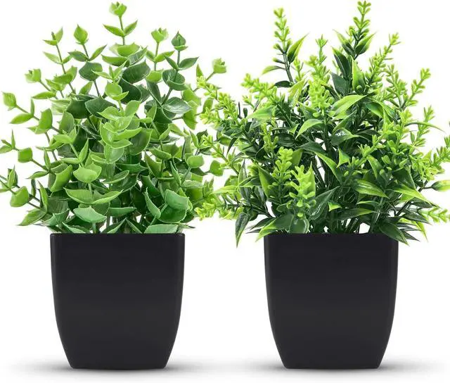 Main image of 2 Pack Small Fake Plants Black Bathroom Accessories for Home Decor
