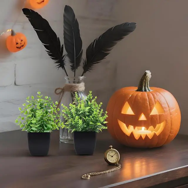 Alt view image 3 of 6 - 2 Pack Small Fake Plants Black Bathroom Accessories for Home Decor