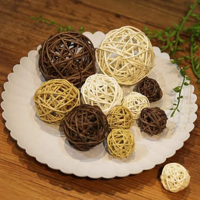 Alt view image 4 of 7 - Natural Decorative Wicker Rattan Balls- Vase Filler, House Ornament, Christmas Tree Garden Wedding Party Coffee Table Decoration,Craft DIY, Parrot, Bird Toys Balls.