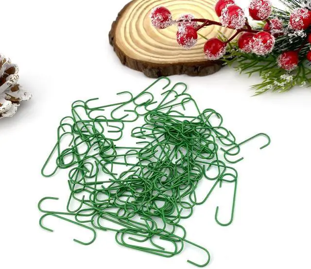 Alt view image 6 of 6 - Quacc 100 PCS Green Bauble Hooks Metal Ornament Hooks for Christmas Tree Wreaths Home Kitchen Party Decoration (Green)