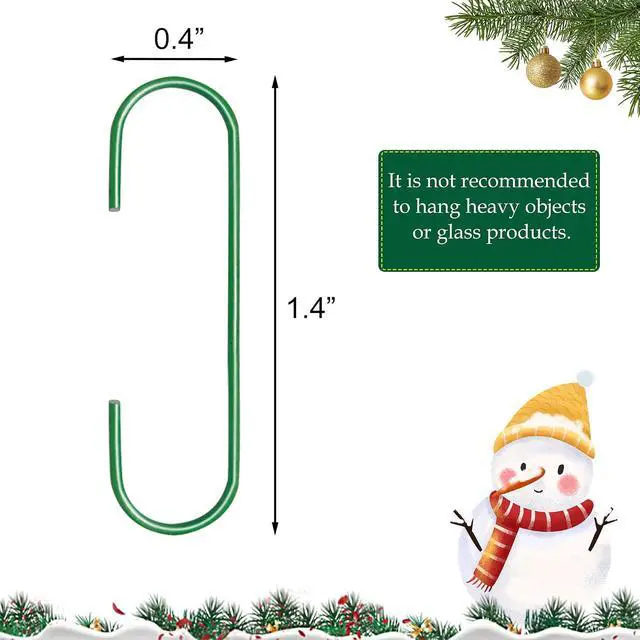 Alt view image 4 of 6 - Quacc 100 PCS Green Bauble Hooks Metal Ornament Hooks for Christmas Tree Wreaths Home Kitchen Party Decoration (Green)
