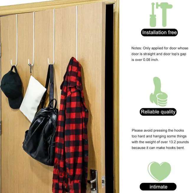 Alt view image 4 of 6 - Hotop 2pcs 15'' Wreath Hangers for Front Door, Over The Door Hook,White