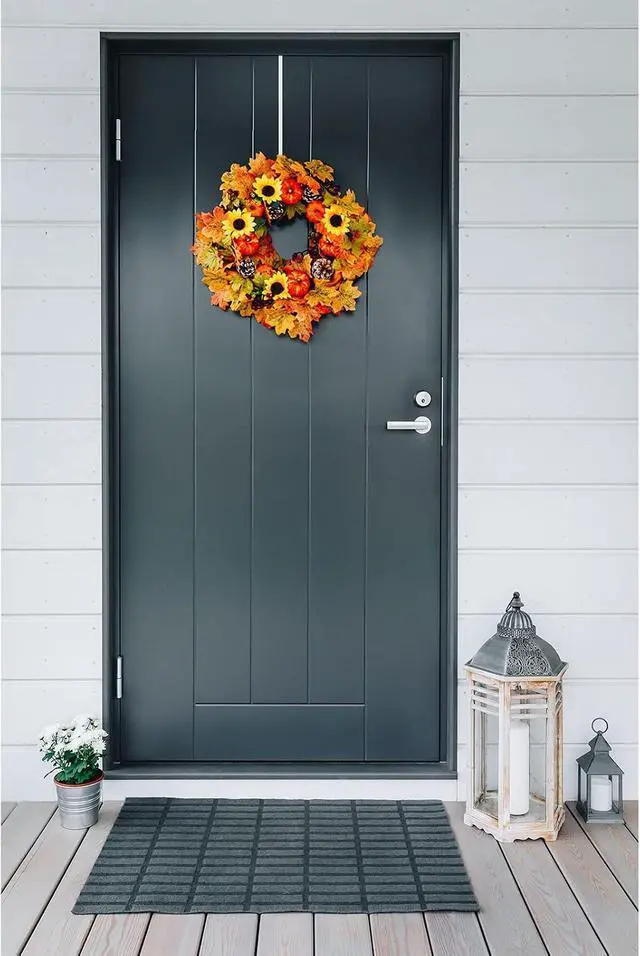 Alt view image 5 of 6 - Hotop 2pcs 15'' Wreath Hangers for Front Door, Over The Door Hook,White