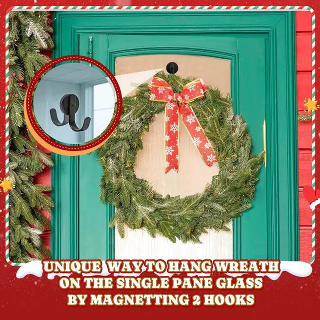 Alt view image 5 of 7 - Magnetic Wreath Hanger for Metal Front Door, Fridge, Black, 2 Pcs