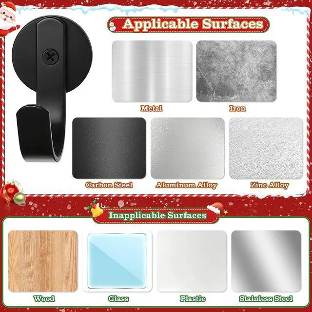 Alt view image 6 of 7 - Magnetic Wreath Hanger for Metal Front Door, Fridge, Black, 2 Pcs