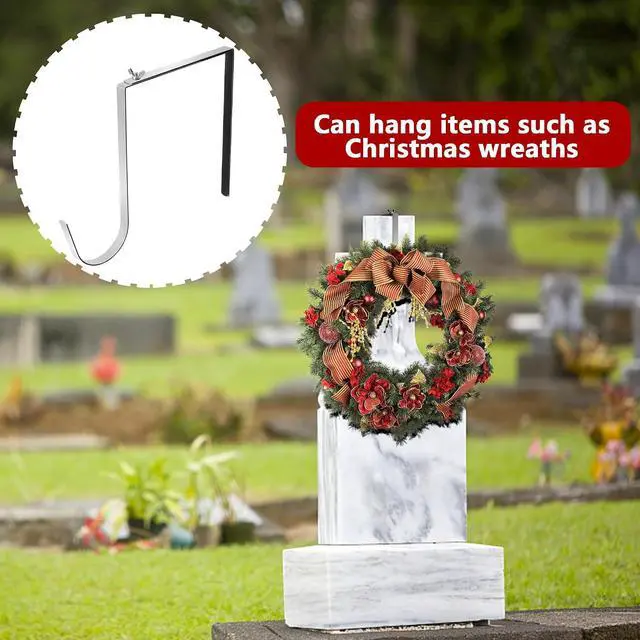 Alt view image 6 of 7 - Christmas Headstone Wreath Hanger, Adjustable Headstone Wreath Holder