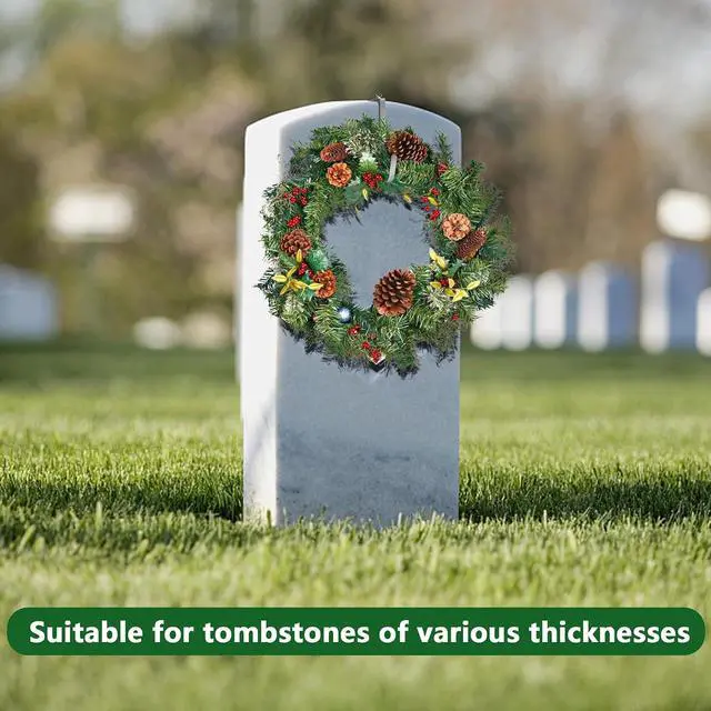 Alt view image 5 of 7 - Christmas Headstone Wreath Hanger, Adjustable Headstone Wreath Holder