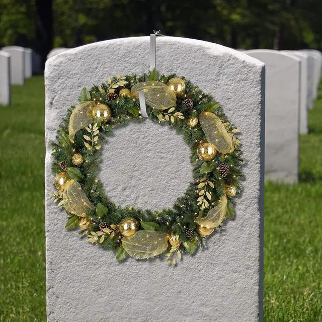Alt view image 7 of 7 - Christmas Headstone Wreath Hanger, Adjustable Headstone Wreath Holder
