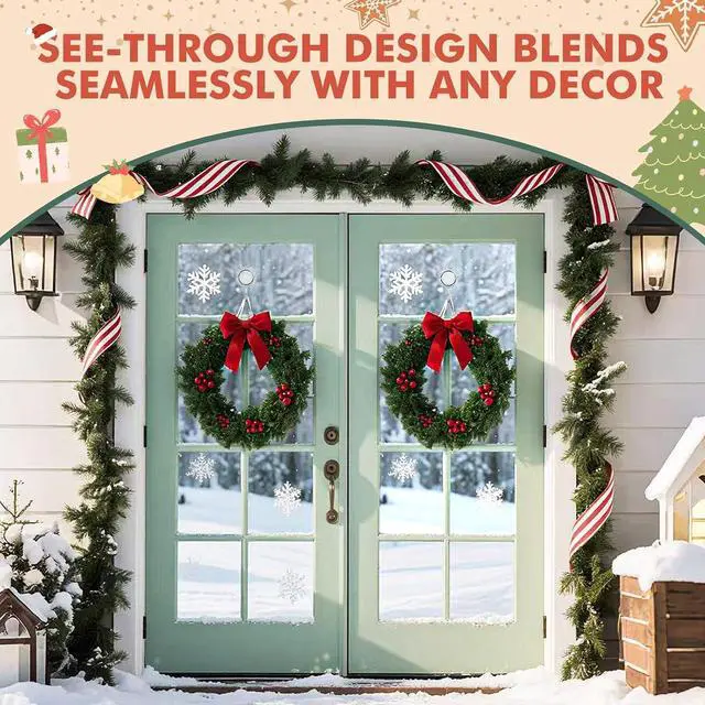 Alt view image 2 of 7 - VIS'V Wreath Hanger, Large Twist Lock Suction Cup Wreath Hooks, Heavy Duty, 22 LB Capacity, Removable and Reusable, Round, Clear, 2 Pcs
