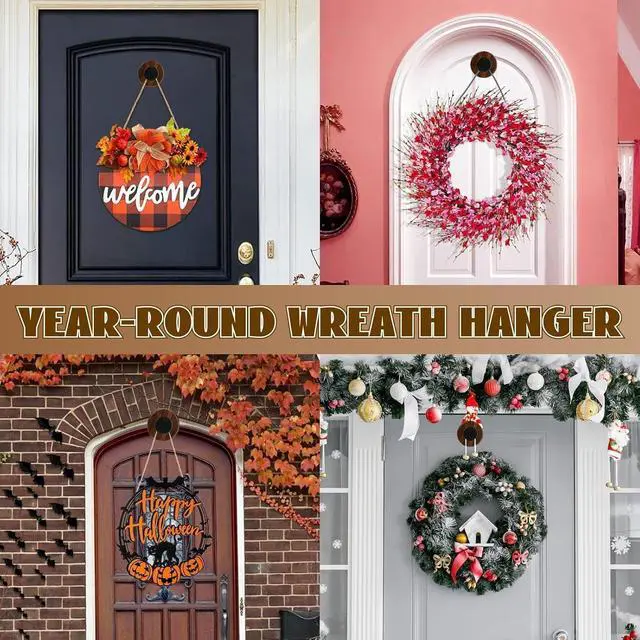 Alt view image 3 of 6 - Suction Cup Hooks for Shower, Wreath Hanger Cups for Glass/Bathroom/Window/July 4th, Removable Towel Shower Wall Adhesive Hooks, Spring Garland Hanger for Door Frame(BlackWalnut, 2PCS)