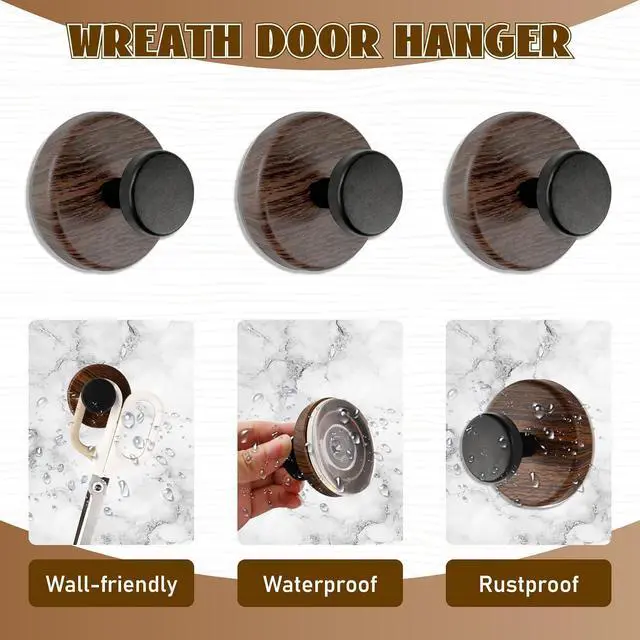 Alt view image 5 of 6 - Suction Cup Hooks for Shower, Wreath Hanger Cups for Glass/Bathroom/Window/July 4th, Removable Towel Shower Wall Adhesive Hooks, Spring Garland Hanger for Door Frame(BlackWalnut, 2PCS)