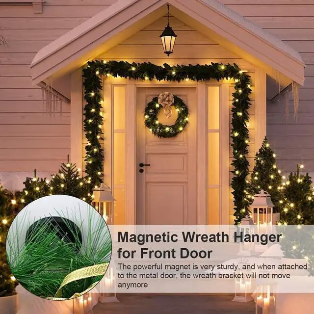 Alt view image 3 of 7 - Magnetic Wreath Hanger for Metal Front Door, Fridge,Suitable for Seasonal Wreaths, Signs, Christmas Stockings, Decorations Black, 2 Pcs