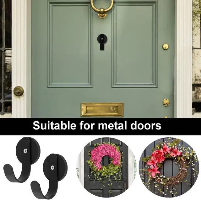 Alt view image 5 of 7 - Magnetic Wreath Hanger for Metal Front Door, Fridge,Suitable for Seasonal Wreaths, Signs, Christmas Stockings, Decorations Black, 2 Pcs
