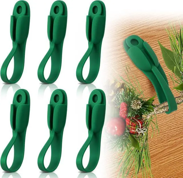 Main image of 6 PCS Christmas Garland Hanger for Mantle Garland Hooks, Christmas Fireplace Stocking and Garland Hanger, Reusable Adhesive Wreath Hooks for Wreaths, Fireplace Mantle, Stairways Banister (Green)