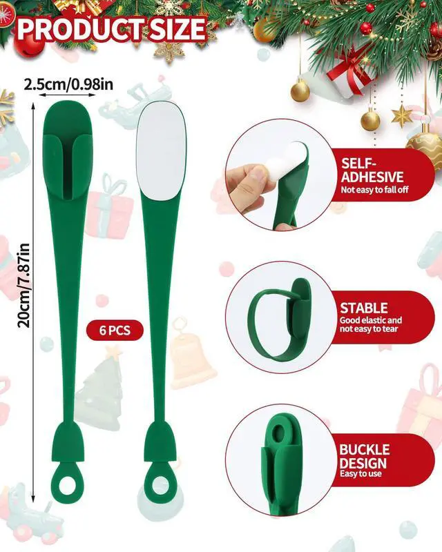 Alt view image 2 of 7 - 6 PCS Christmas Garland Hanger for Mantle Garland Hooks, Christmas Fireplace Stocking and Garland Hanger, Reusable Adhesive Wreath Hooks for Wreaths, Fireplace Mantle, Stairways Banister (Green)