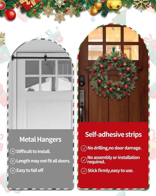 Alt view image 5 of 7 - 6 PCS Christmas Garland Hanger for Mantle Garland Hooks, Christmas Fireplace Stocking and Garland Hanger, Reusable Adhesive Wreath Hooks for Wreaths, Fireplace Mantle, Stairways Banister (Green)