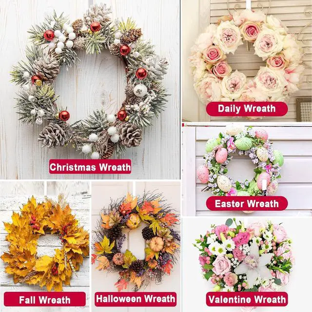 Alt view image 7 of 7 - ESFUN Black Wreath Hanger for Front Door, Metal Wreath Hooks Holder Over The Door Wreath Hanger for Hanging Christmas Decorations Xmas Decor (2 Pack-White, 12 Inch)