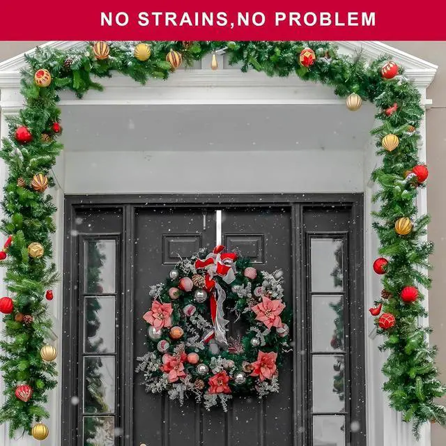 Alt view image 6 of 7 - ESFUN Black Wreath Hanger for Front Door, Metal Wreath Hooks Holder Over The Door Wreath Hanger for Hanging Christmas Decorations Xmas Decor (2 Pack-White, 12 Inch)