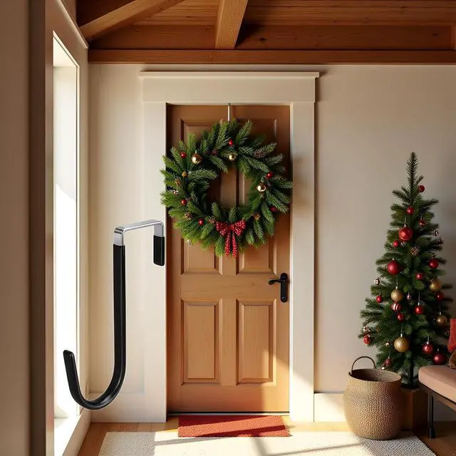 Alt view image 5 of 7 - 1 Pc Black Hanger 5" - Strong Bearing Hanger for Christmas Halloween Wreath Decorations, Steel Material, 20lb Load Bearing