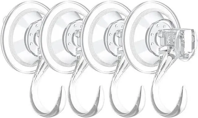 Main image of 4 pack Suction Cup Heavy-Duty HookLarge Clear Reusable Wreath Vacuum Hookuse for Windows Tiles Glass Smooth Doors and Mirrors to Hang Bags Coats Umbrellas kitchenware and Christmas Wreaths
