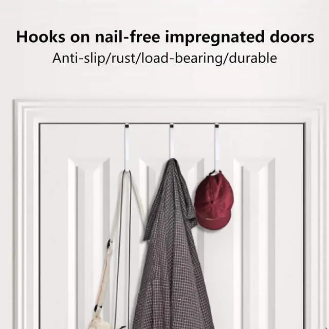 Alt view image 6 of 7 - Black Wreath Hanger - Strong Bearing Fall Wreath Christmas Halloween Decorations Carbon Steel Wreath Door Hook 5" Height Wreath Hangers, Front Door Metal Over The Door Single Hook, Home Décor
