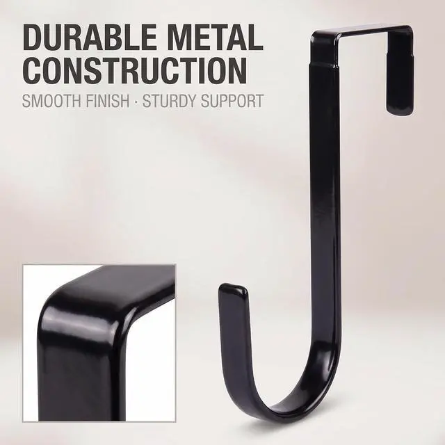 Alt view image 4 of 7 - Jowxsx Black Wreath Hanger - Strong Bearing Fall Wreath Christmas Halloween Decorations Carbon Steel Wreath Door Hook 5" Height Wreath Hangers, Home Décor Accents 1 Pc