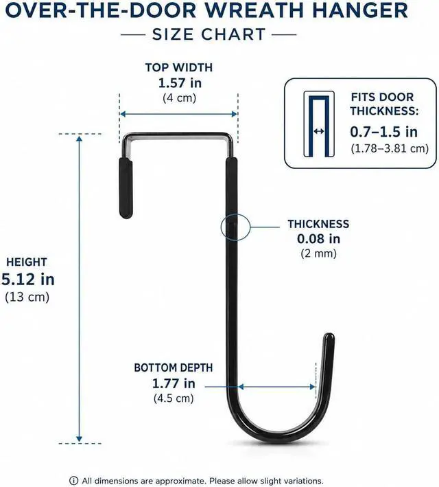 Alt view image 2 of 7 - Black Wreath Carbon Steel Hanger, 5 Inch Height, Strong Bearing Fall for Christmas Halloween Decorations