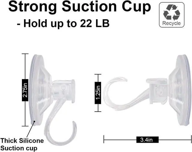 Alt view image 2 of 6 - 2 Pack Suction Cup Wreath Hanger,Large Clear Removable Suction Cup Wreath Hooks 22BL Strong Window Glass Wreath Holder Use for Halloween Christmas Decor