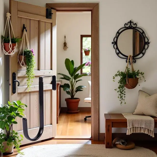 Alt view image 3 of 7 - Black Wreath Hanger - Strong Bearing Fall Wreath Christmas Halloween Decorations Carbon Steel Wreath Door Hook 5" Height Wreath Hangers, Front Door Metal Over The Door Single Hook, Home Décor